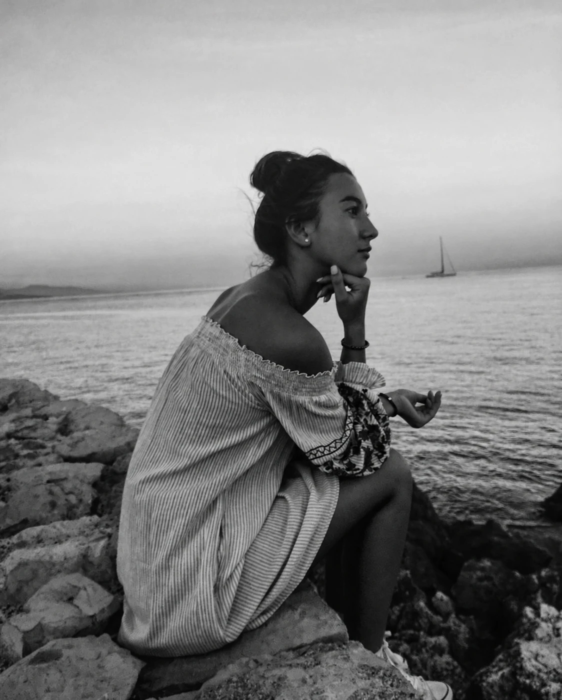 Portrait de Saivaly en noir et blanc